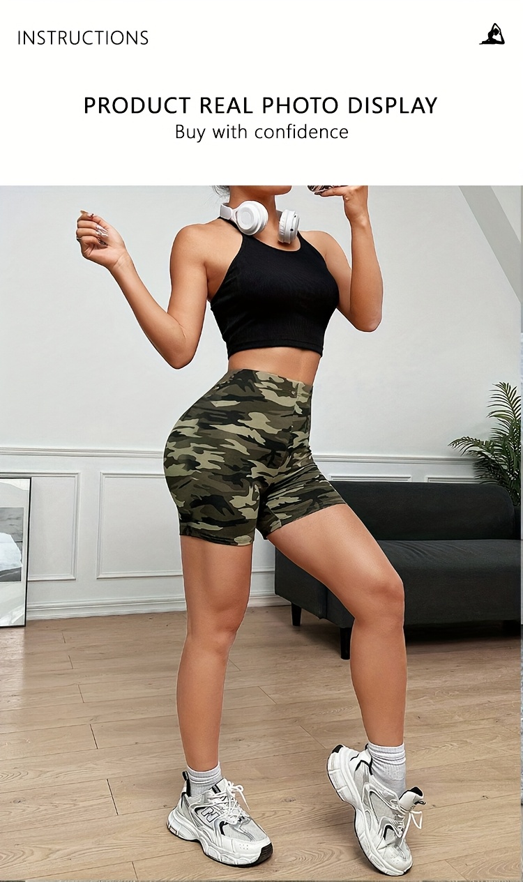 Summer 2024 Camo Print High-Waist Women's Athletic Shorts - Breathable, Slimming & Butt-Lifting for Running and Cycling