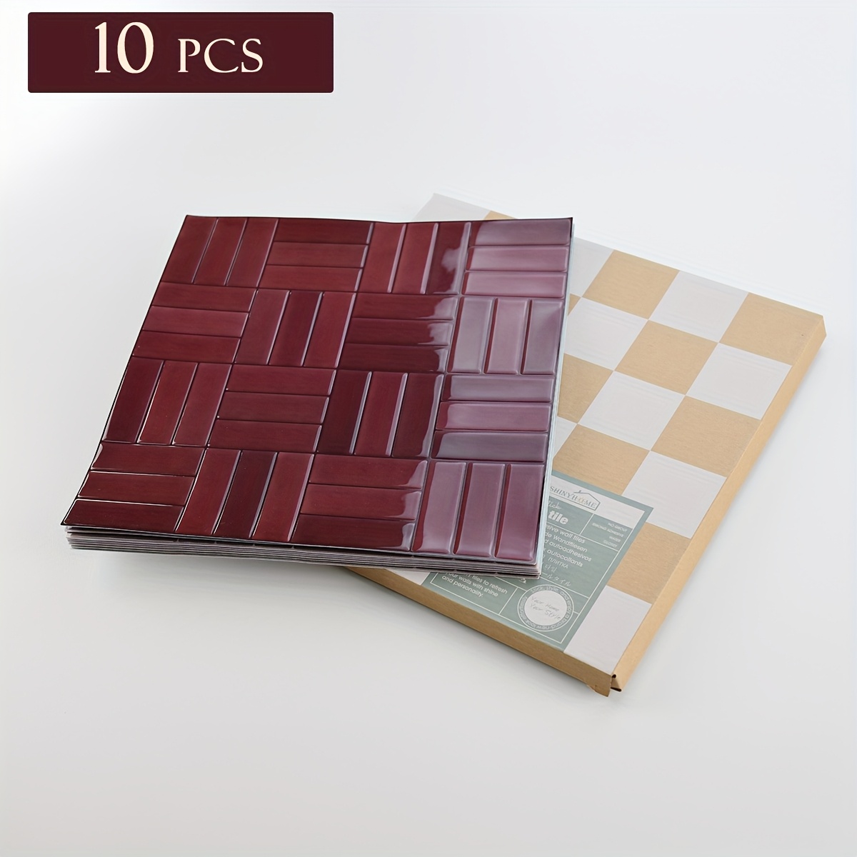Image of 10pcs Shinyhome Self-adhesive 3d Moroccan Zellige Panels - Waterproof, Oil & Heat Resistant Pu Backsplash, Bathroom, Rv Walls - Diy /ceiling Tiles (no Glue Needed)