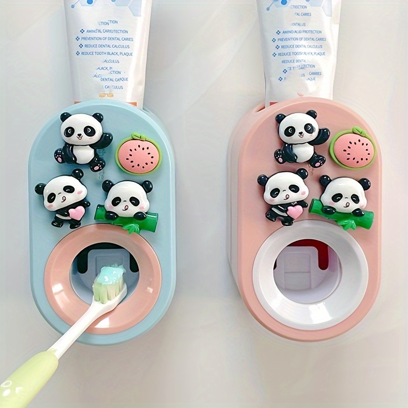 

1pc Automatic Toothpaste Squeezer, Cute Three-dimensional Panda Non-marking Paste Bathroom Supplies Accessories, Toothpaste Holder, Wall Mounted Punch-free, Toothpaste Squeezer, Suitable For Bathroom