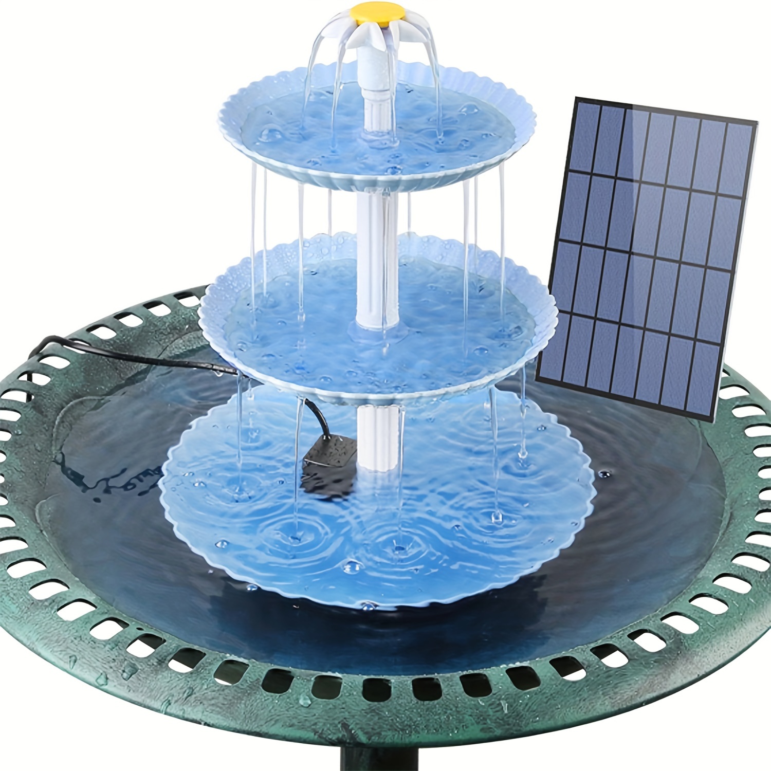 

Aisitin 3.5w Solar Bird Bath Three-layer Water Fountain Set, New Diy Solar Fountain Removable Bird Bath, Water Basin, Suitable For Garden, Courtyard, Swimming Pool, Outdoor