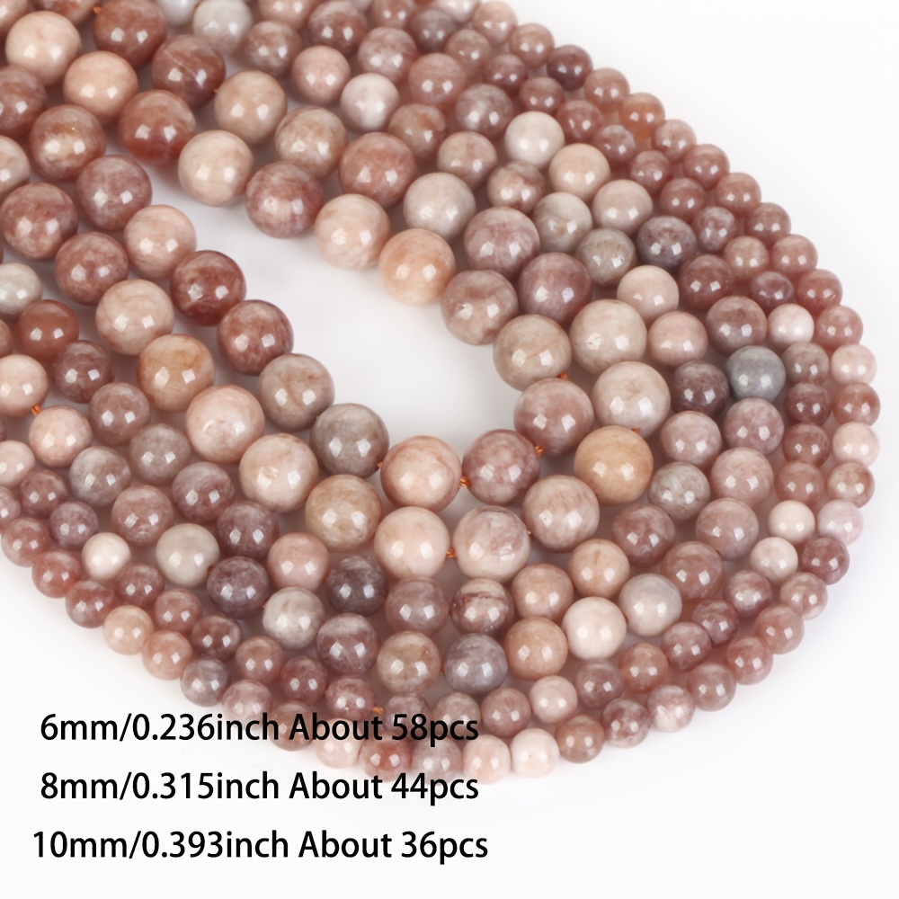 E-shop Natursteinperlen Sonnensteinperlen 6/8/10mm 58/44/36 Stück Perlen für Schmuckherstellung Halsketten Zubehör 15 Zoll