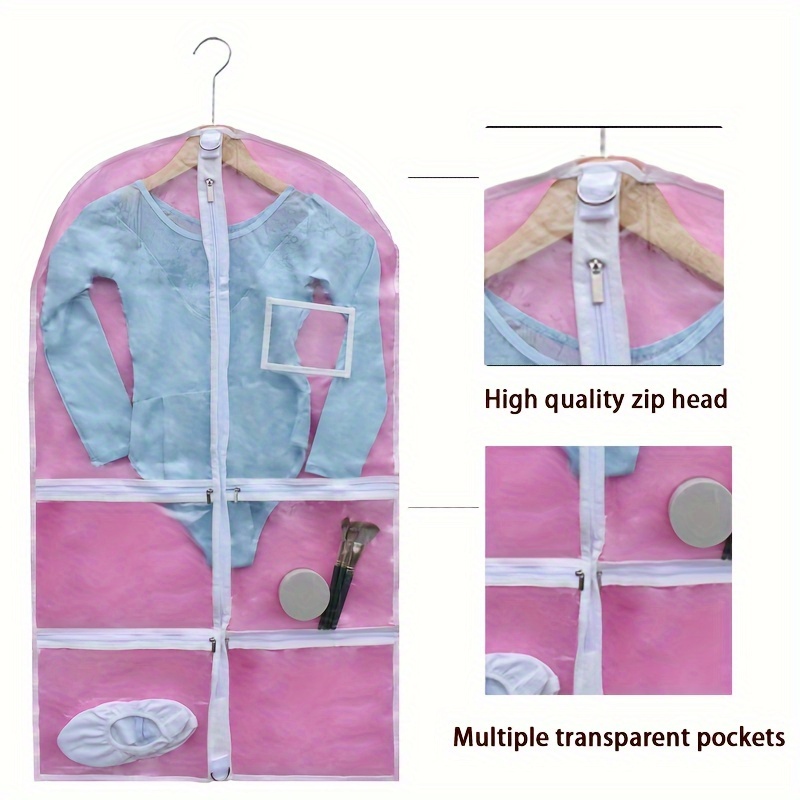 clear dust proof   dance skirt organizer waterproof hanging clothes bag with   window   travel storage of competition sports skating drama pageants gear details 5