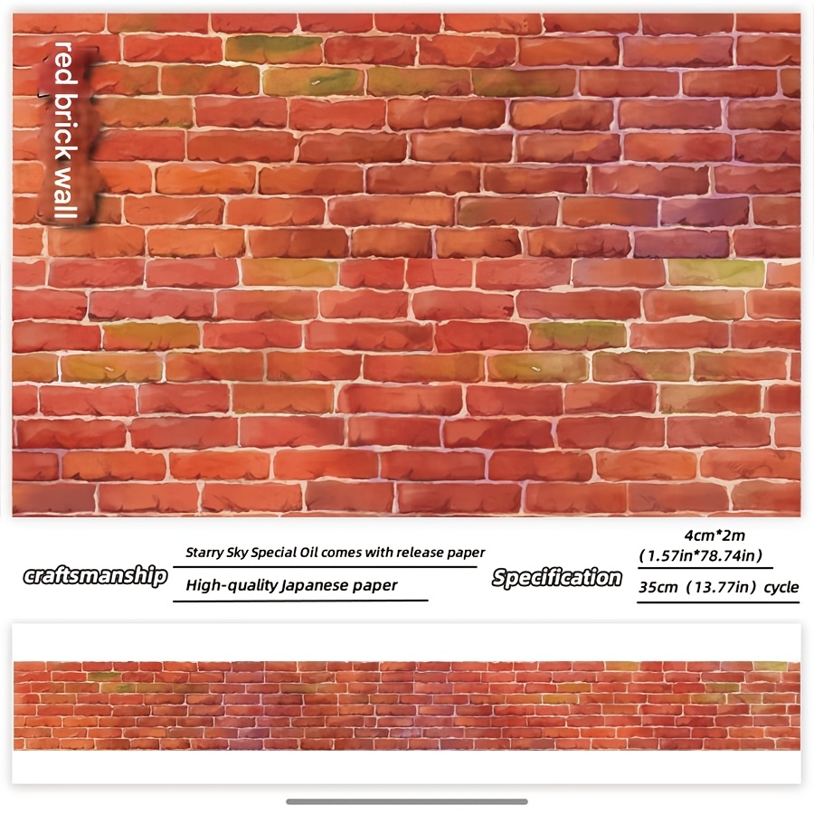 Image of A Roll Of 2 Meters Full Roll Of Ceenie Red Floor Brick Wall And Paper Tape Ground Material Handbook With Special Ink Tape