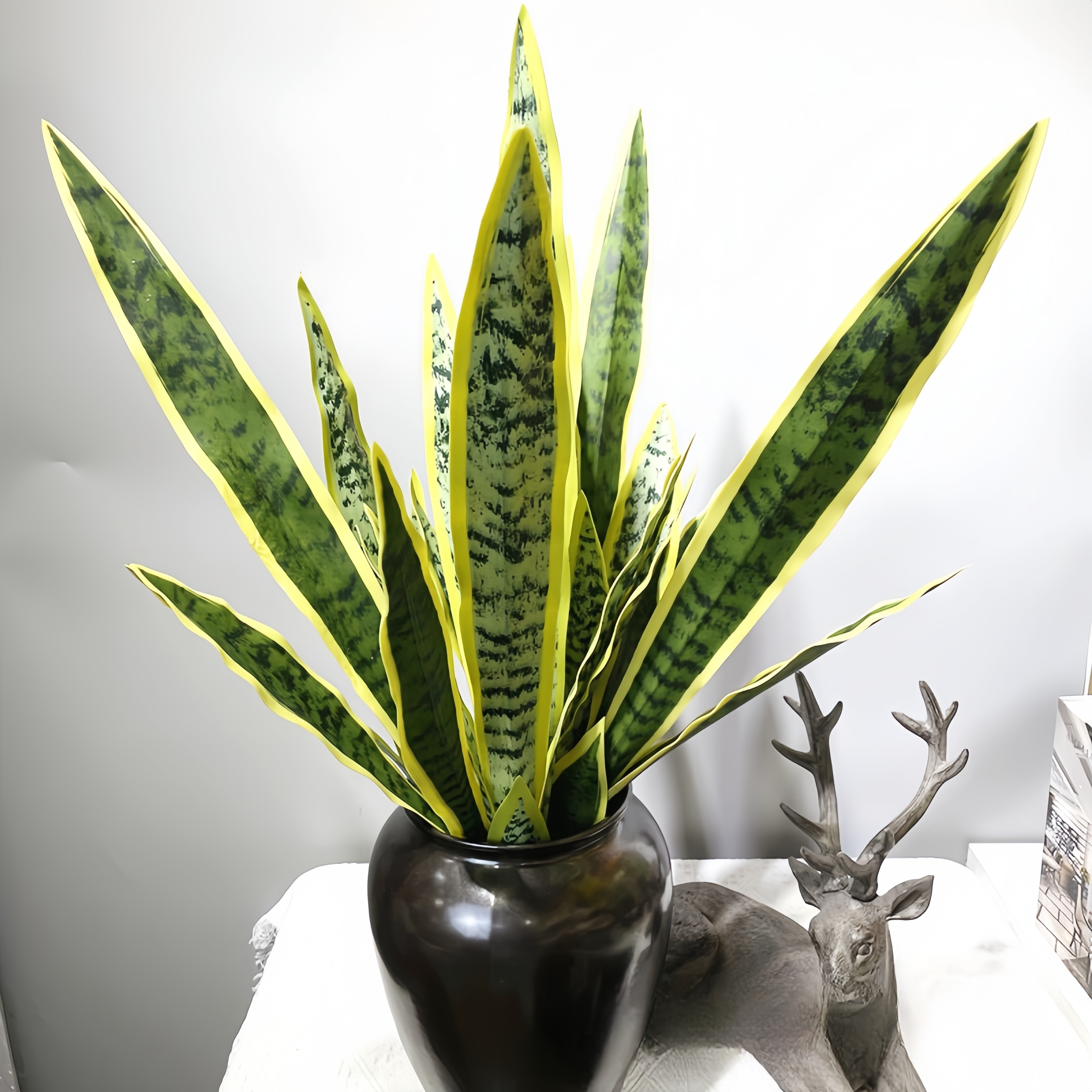 

2pcs Dual-tone Artificial Snake Plants - Uv Resistant, Faux Sansevieria With Large Green Leaves For Indoor & Outdoor Decor, Home, Office, And Porch