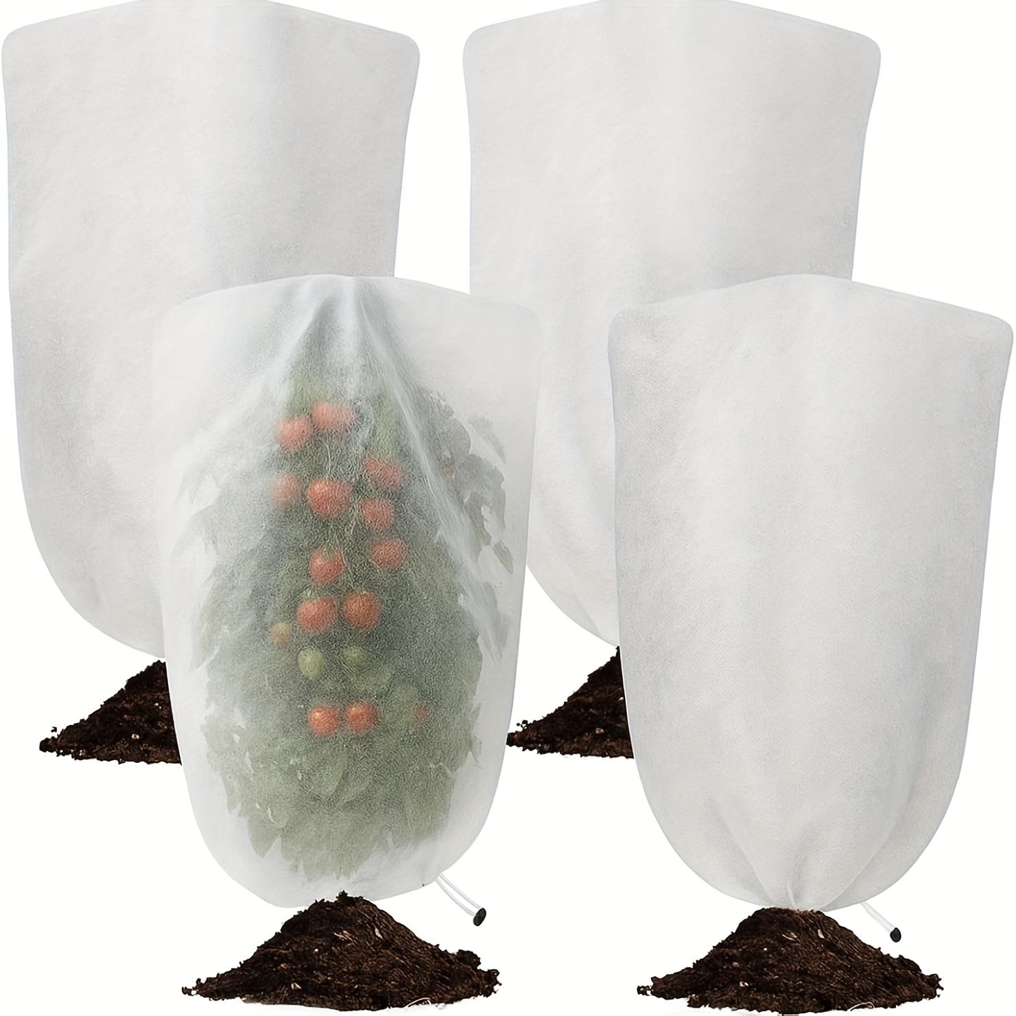 TEMU Transpirable de Tela Anticongelante, Juego de 4, las Plantas de Exterior del Helado. Cubierta Anticongelante. Cubierta de Protección contra el