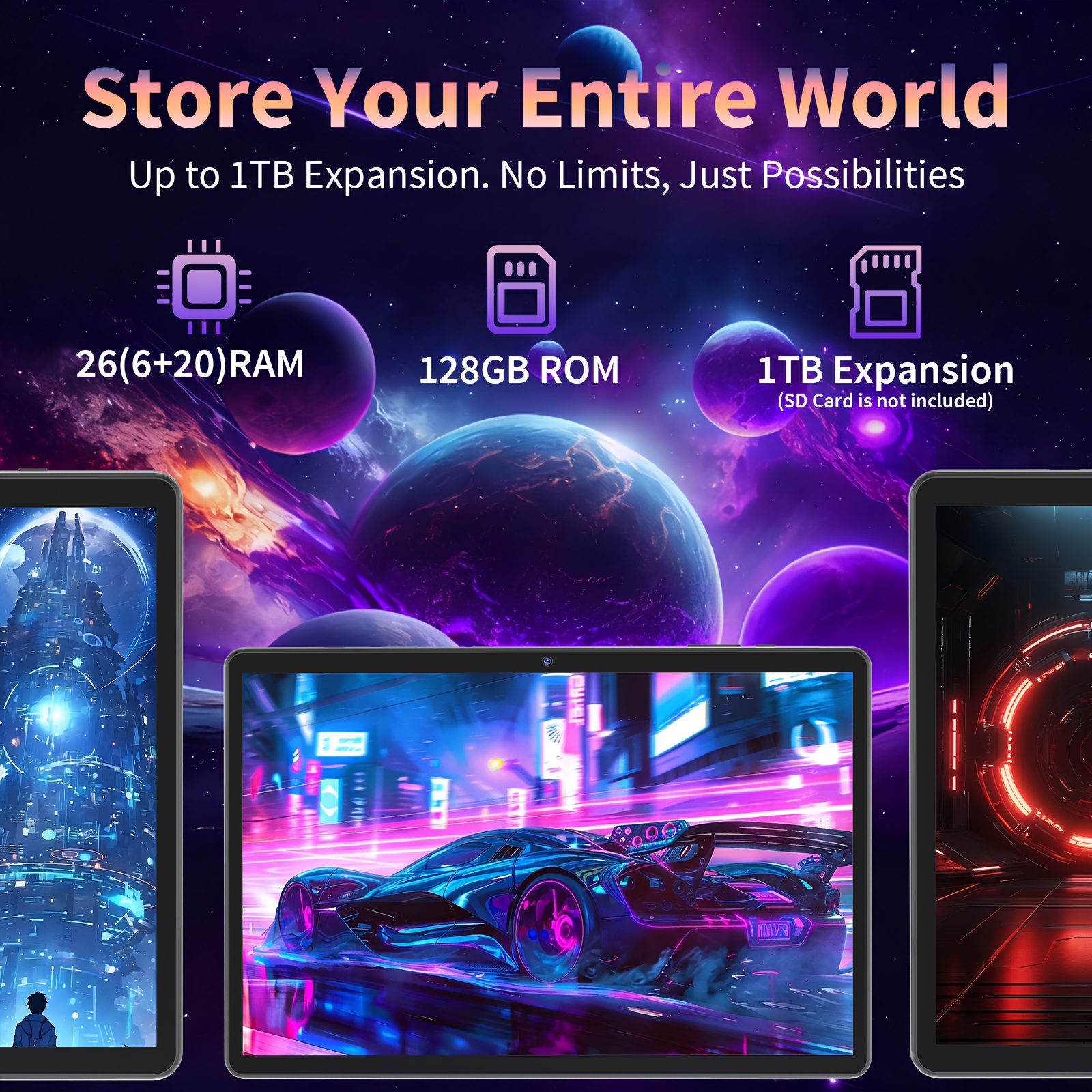 26GB (6+20) RAM And 128GB ROM New Tablet PC, 1TB SD Expansion, 1280X800 HD IPS, GMS, Wi-Fi Connectivity, 10.1-Inch Android 15 Tablet (No Adapter), Optional: Tablet And Stand Case Or Tablet And Keyboard Set, Perfect for Holiday/Birthday Gifts, 2026