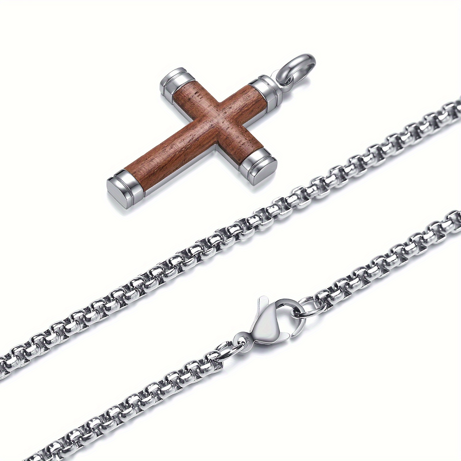 Image of New Jewelry, Handcrafted 316l 316l Stainless Steel Cross Pendant Necklace Inlaid With , A Stylish High-quality Pendant For Men, Perfect As A Valentine's Day Gift For Your Husband
