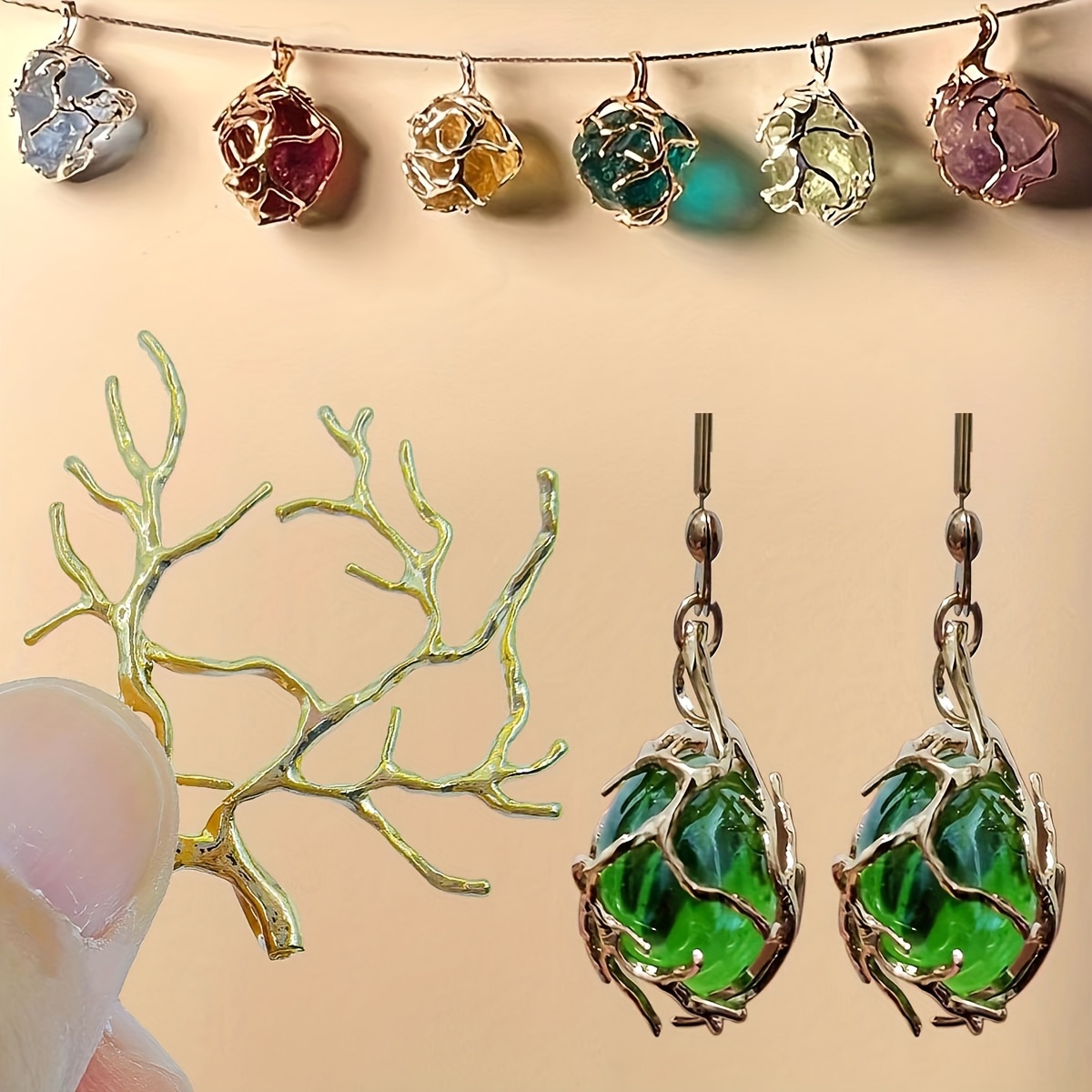

6pcs Shaped Crystal Holders, Universal Charm Pendants For Diy Necklace And Jewelry Making Accessories, Unisex