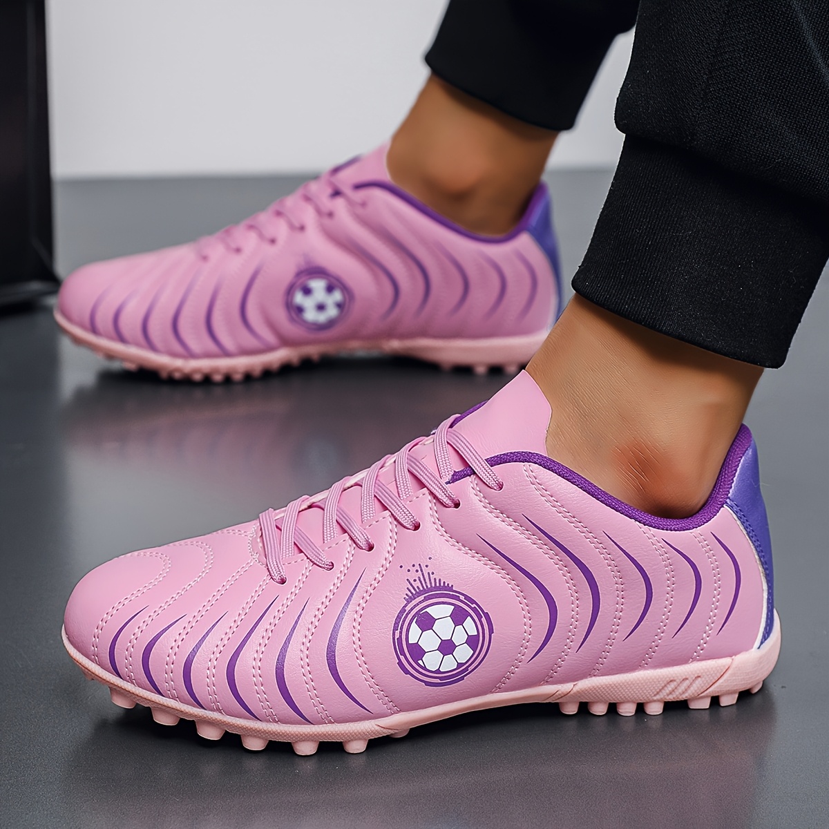 women's fashion football shoes, long spikes artificial grass