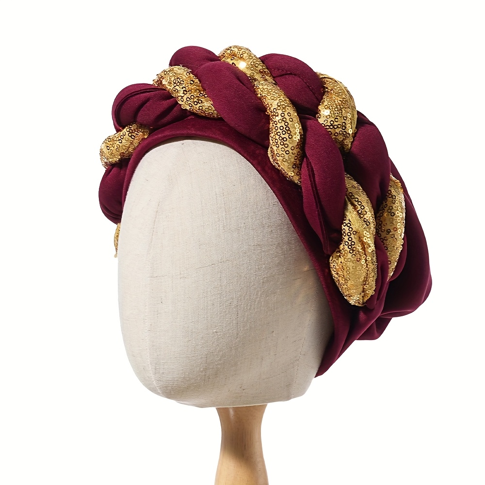 elegant golden 2 strand braid turban vibrant african - Temu
