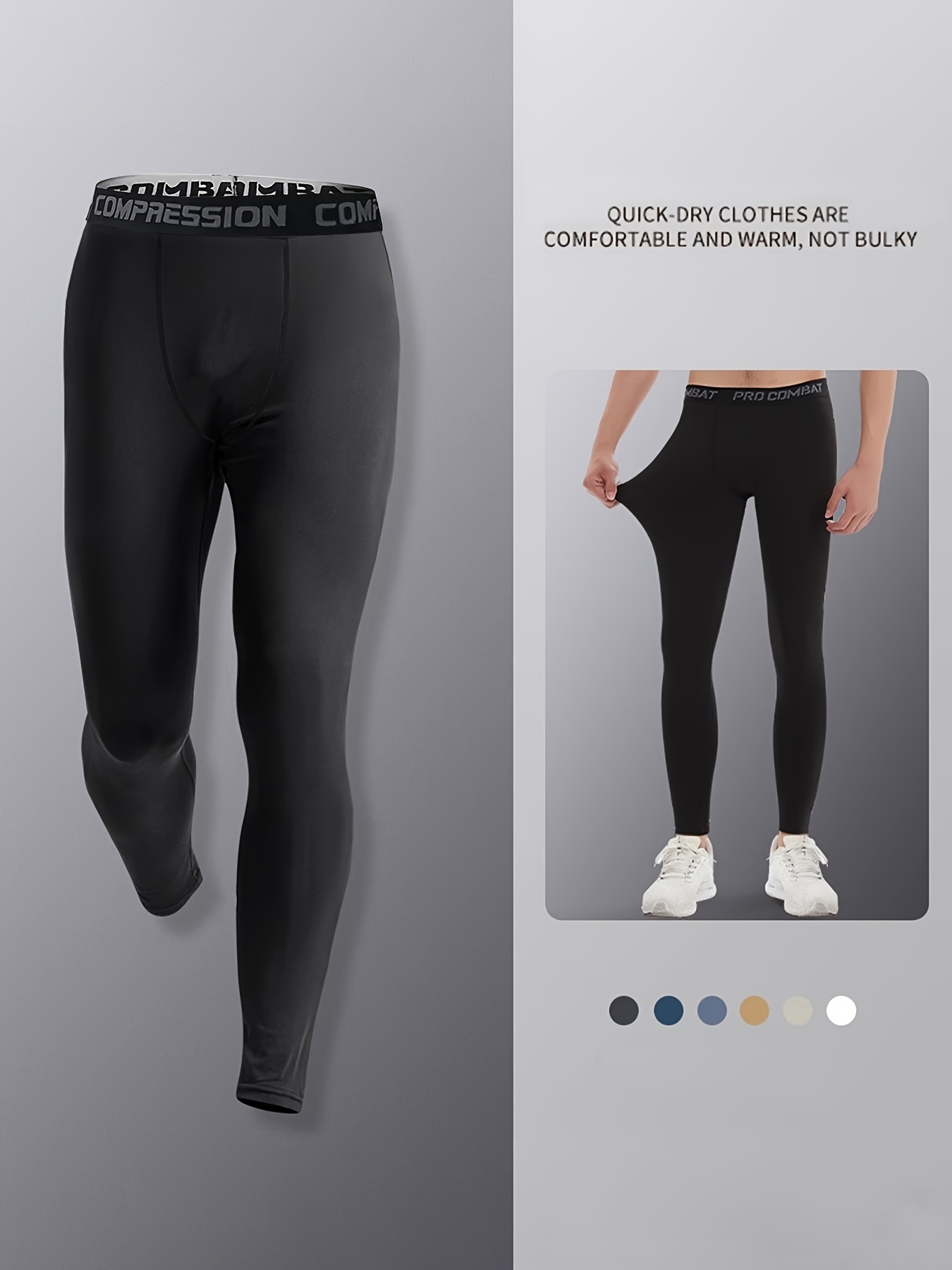Mens Solid Bottom Leggings Active High Stretch Quick Drying Breathable  Sports Compression Pants For Outdoor Running Training, Shop On Temu And  start Saving