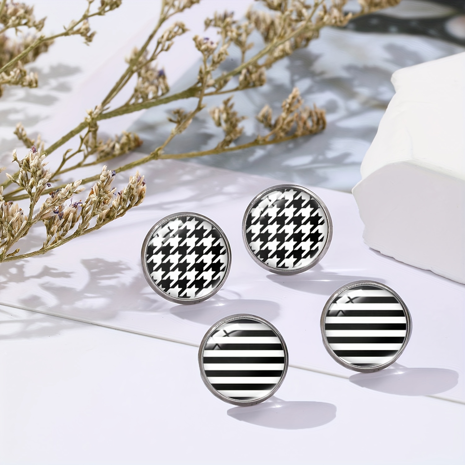Of Chic Black And White And Striped Earrings, Check Design, And Casual Wear Additions