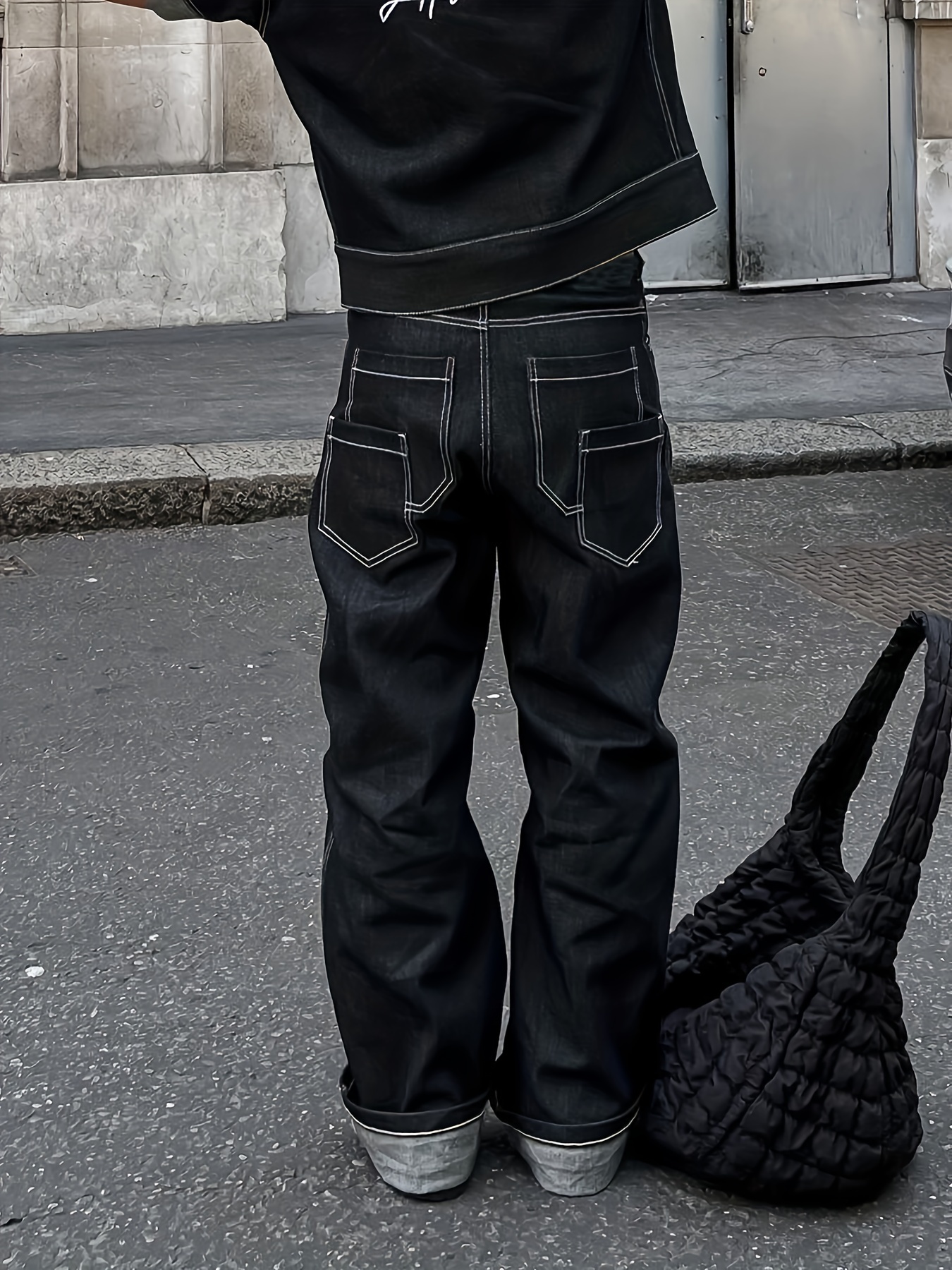 Multi Pocket Loose Fit Jeans Men's Casual Street Style Denim - Temu