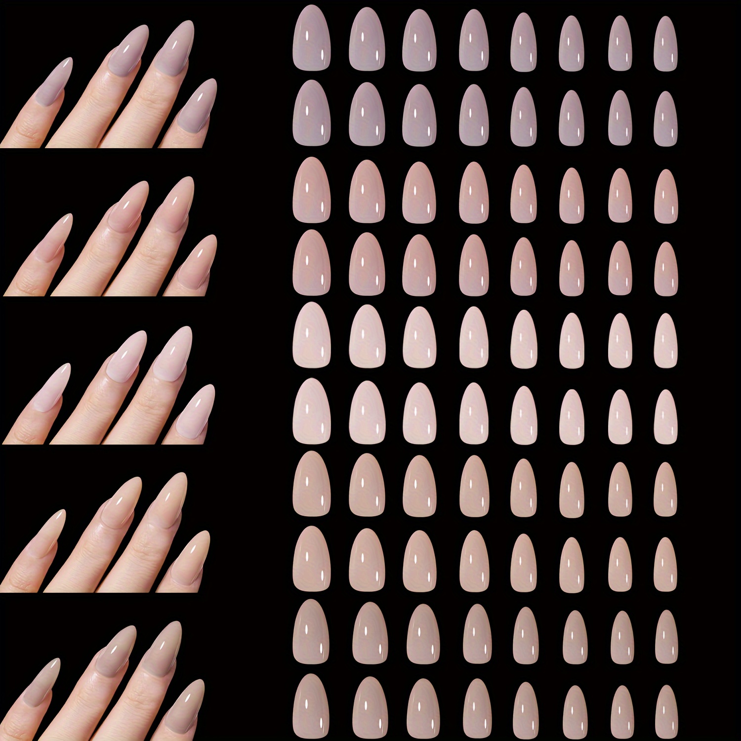 TEMU 140pcs Per Box, 5 Colors Short Almond Nail Tips, Full Set Of 14 Sizes Acrylic Nail Tips, Suitable For Women' Life And Parties, Diy Press-on Nail