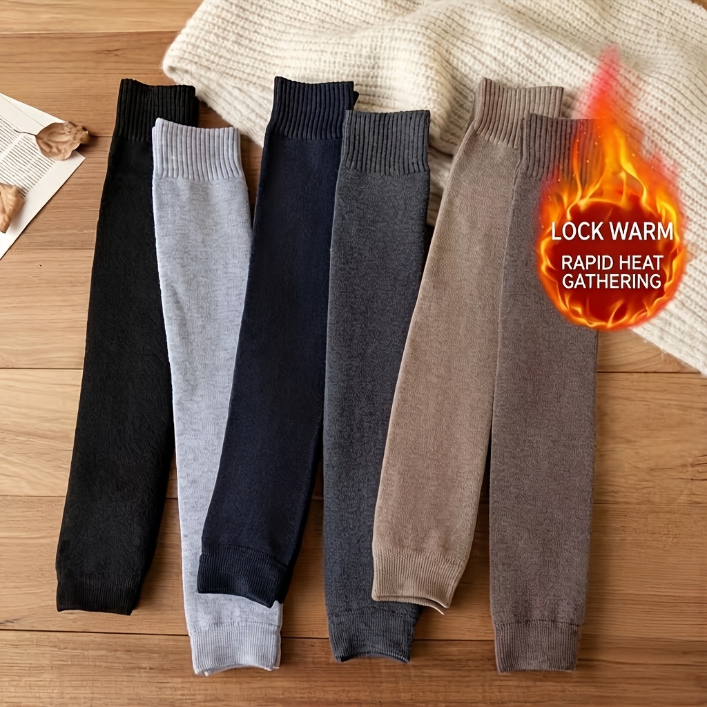 TEMU 4 Pairs Random Autumn Winter Thick Warm Over-the-knee Socks, -match Ribbed Socks, Outerwear Windproof Knee-high Socks