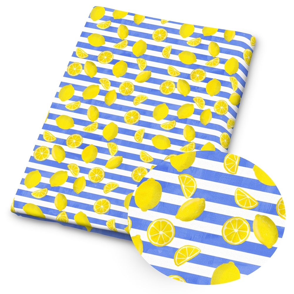 TEMU 1 tissu imprimé citron - 150 x 50 cm (59 x 19,68 pouces) Tissu de polyester prédécoupé avec floraux citron - Convient pour la couture, le