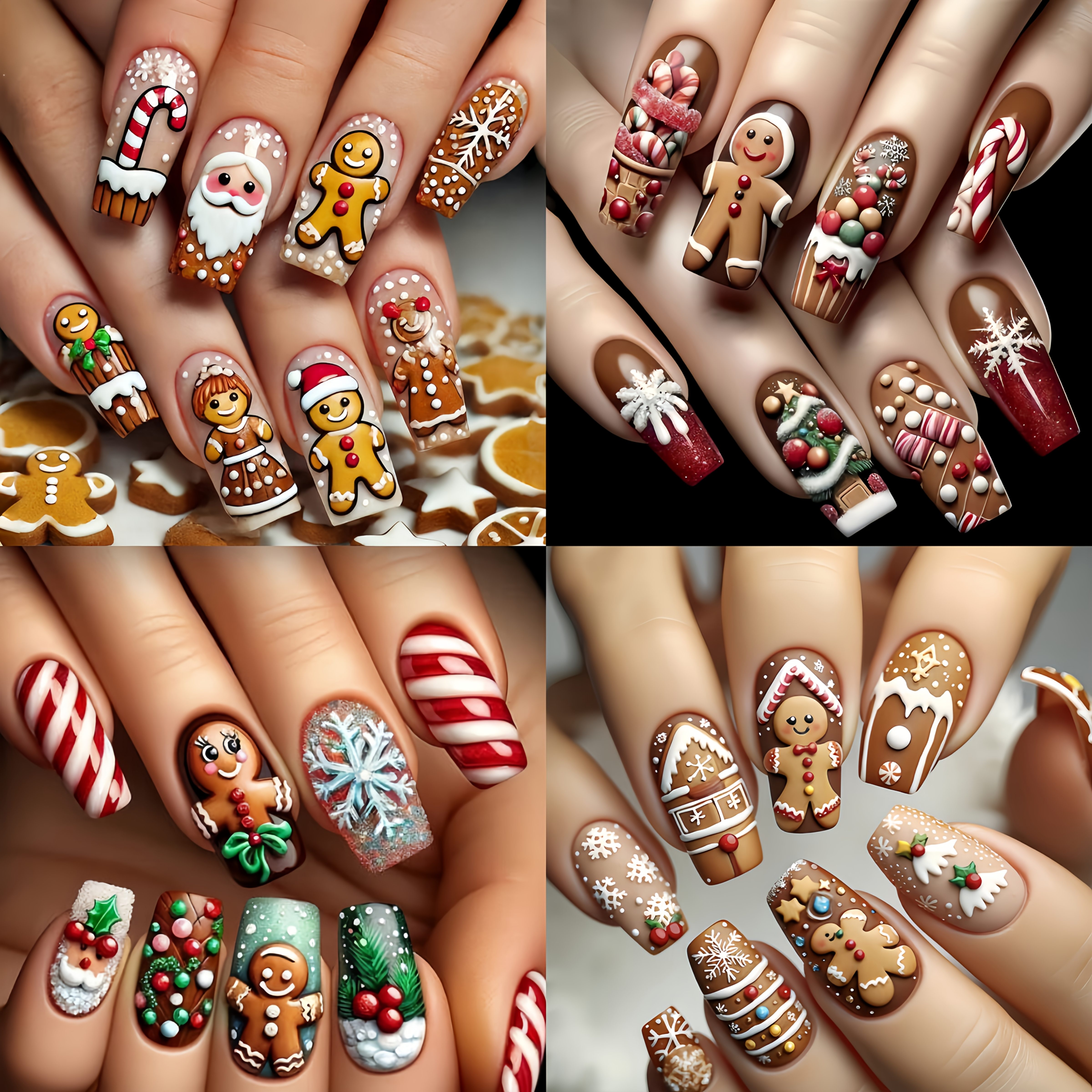 TEMU 96pcs Press-on Christmas Fake Nail Set, Medium-length European Square Nail Tips, Red And Brown Mixed Nail Stickers, High-quality Nails For Women