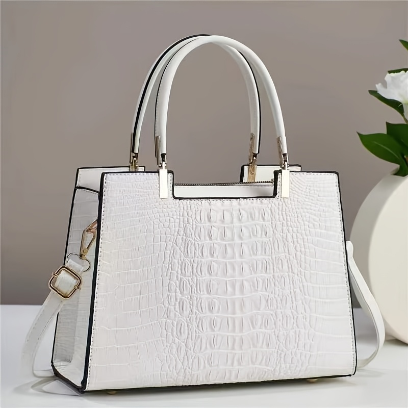 TEMU Elegant Gradient Color Crocodile Pattern Women's Handbag Multifunctional Crossbody Shoulder Bag Fashionable Commuting Gift Handbag Christmas