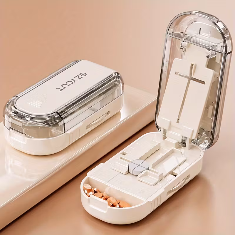 new half third particularized pill cutter adjustable pill cutter food grade safe material non slip base cut pills suitable for traveling and camping Product details 5