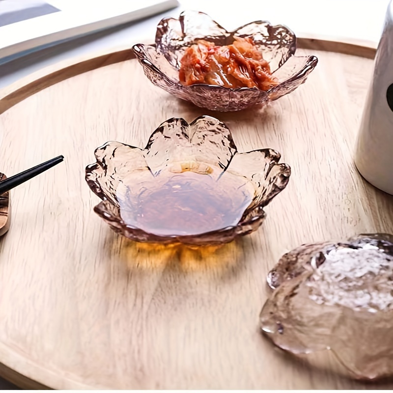 4pcs Sakura Cherry Glass Dishes Mini Bowls for Soy Sauce, Condiments,  Dips Dining Decor, Decorative Serving Dishes, Dip Containers