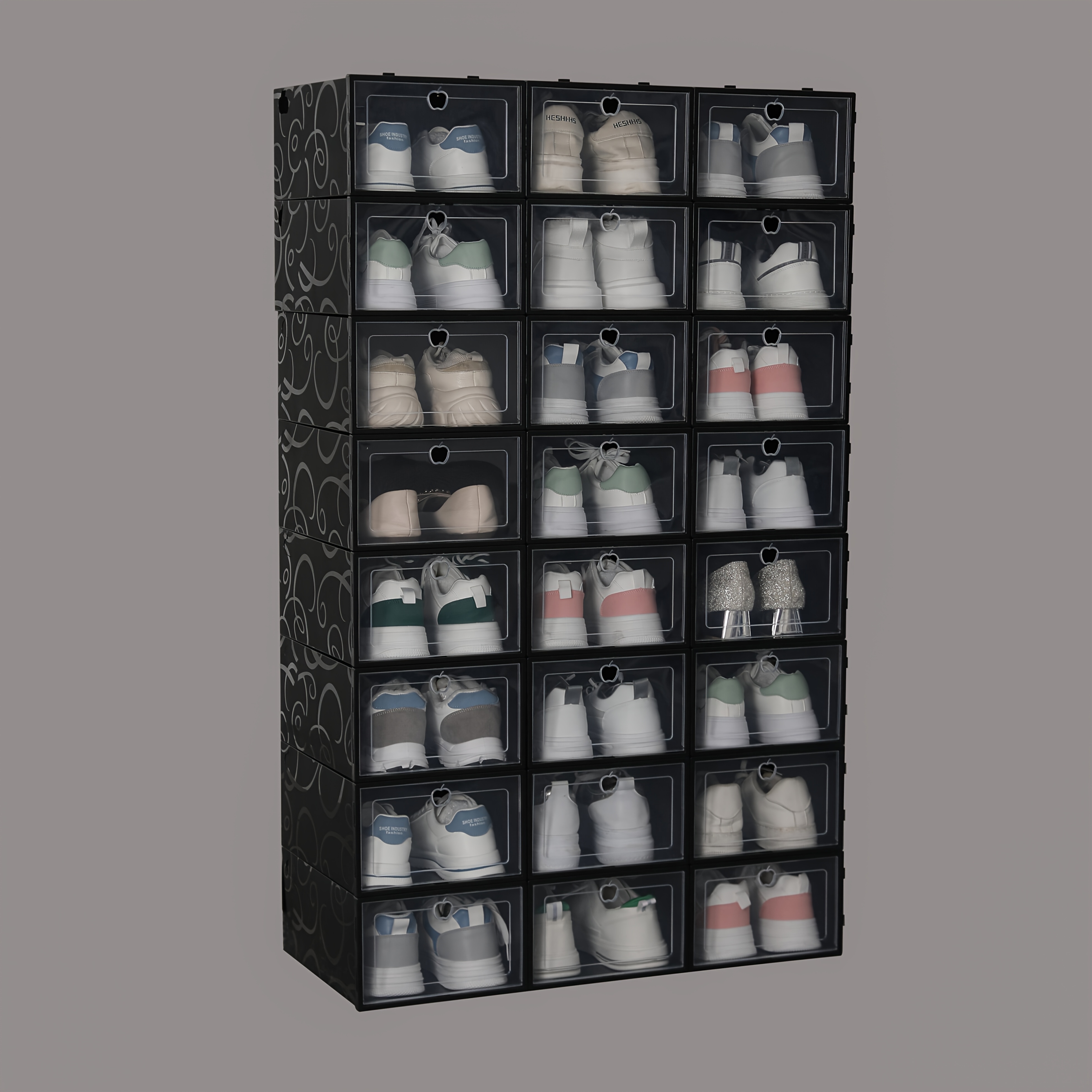 

Ensemble de 15 Organisateurs de Chaussures Empilables - Boîtes de Rangement en Plastique Transparent avec Couvercles Rabattables pour & , Design Économiseur d'Espace