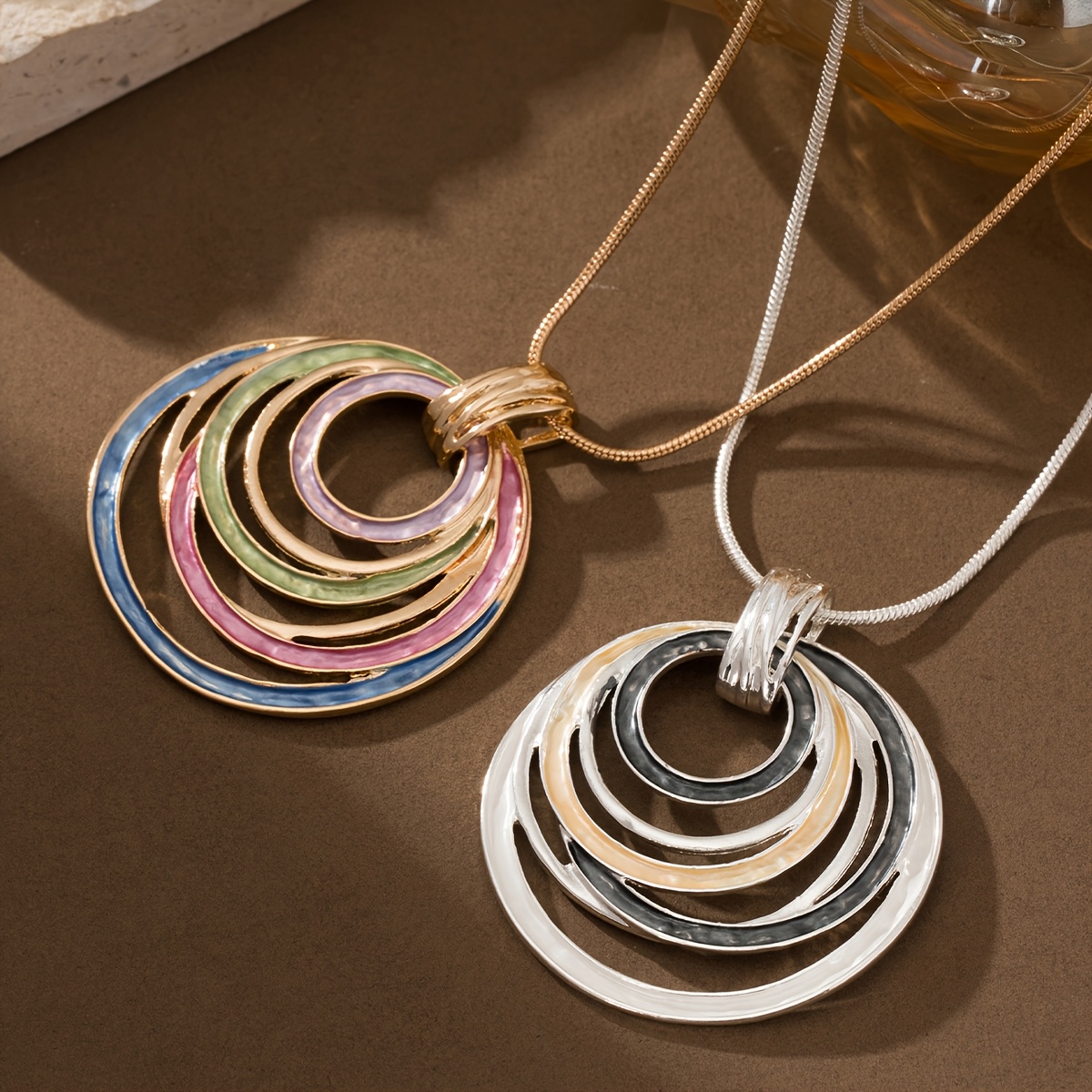 Vintage Boho Zinc Alloy Enamel Pendant Necklace