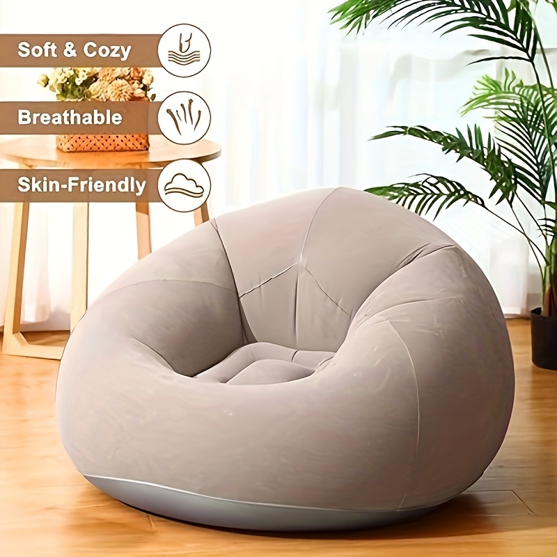 TEMU Inflatable Portable Lazy Sofa - Foldable, No Assembly Needed, Durable Plastic, Ideal For Outdoor Camping, Home And Office Use, Relaxing Leisure