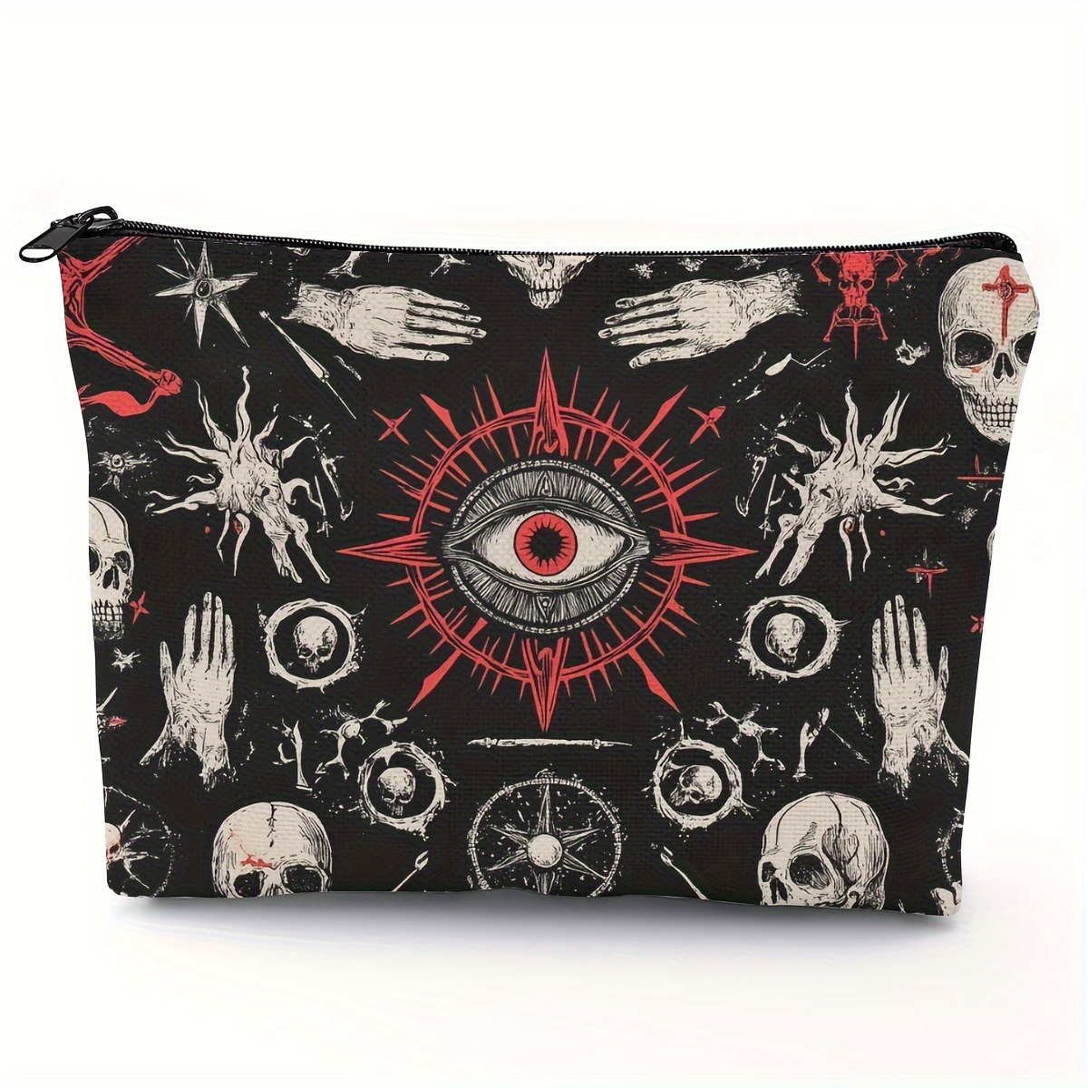 

Gothic-inspired Polyester Toiletry Bag With Zipper - Durable Travel Cosmetic Pouch, 5.51x8.27 Inch, Perfect For & Goth Lovers