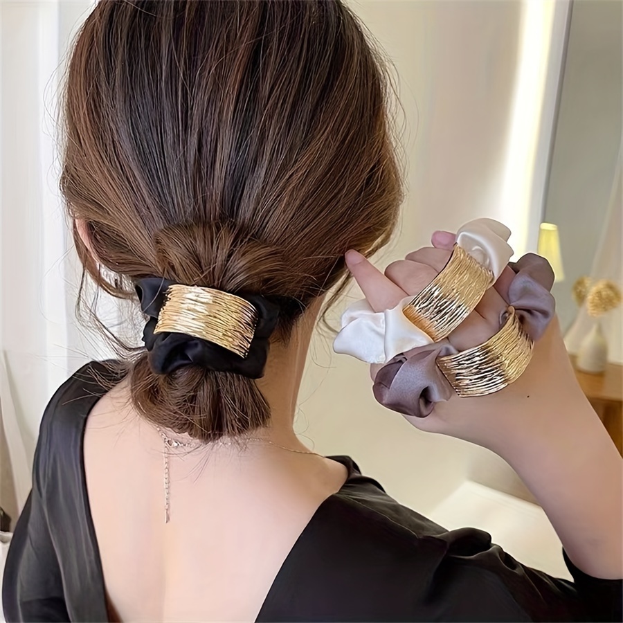 

Chouchou , Élégant en Ton Doré - Style Vintage, avec Accents Scintillants, pour de Cheval & Chignons, Coréen, Bandeau pour Cheveux