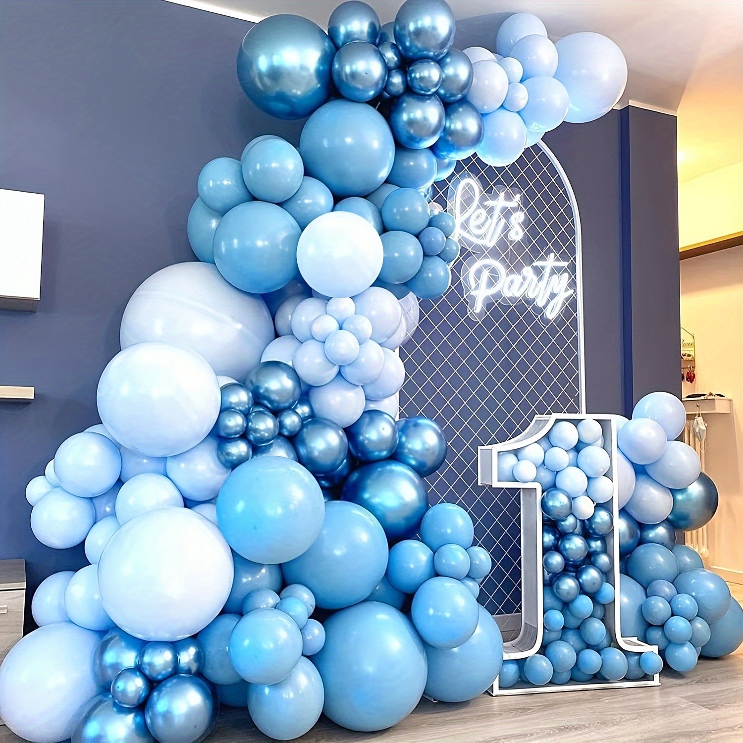 

126pcs Blue Balloons Garland Kit, Macaron Blue Chrome Blue Balloons Arch Kit For Baby Shower Wedding Anniversary Gender Reveal Party Decoration