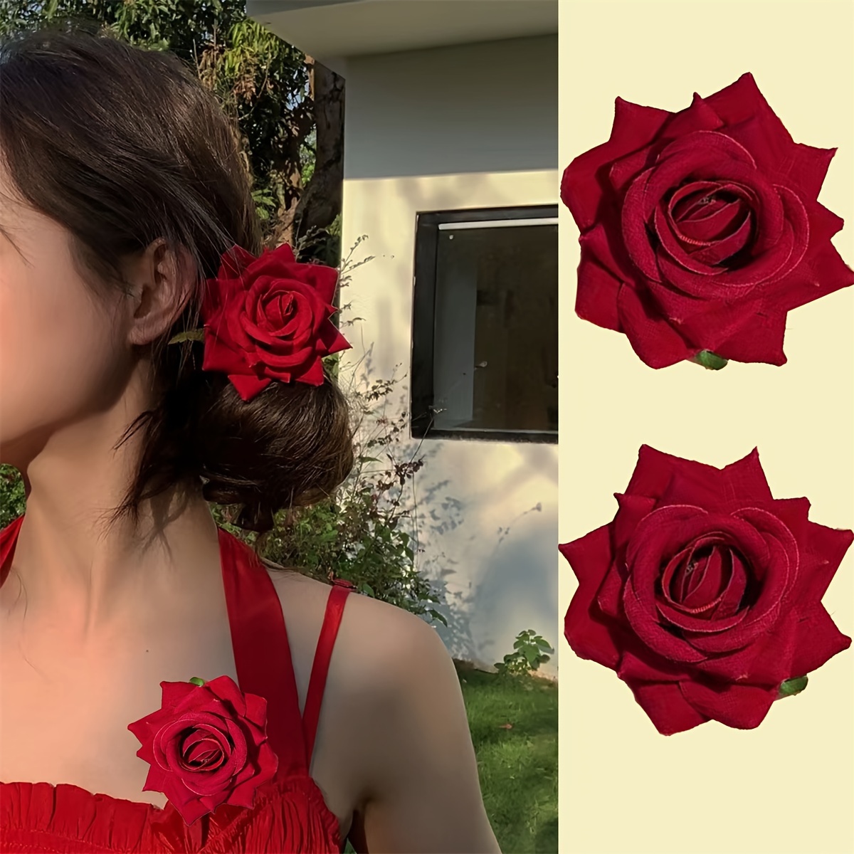 

2pcs Set Red 3d Brooch & - Bridal For Weddings And Parties