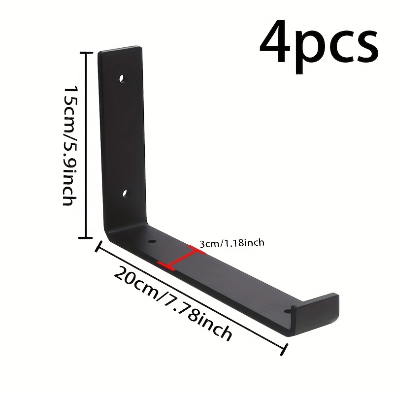 TEMU 4 Heavy Duty Matte Black Metal Wall Brackets, L Shaped Design, Pre-drilled, - Great For Floating Shelf And Open Shelf Projects, Wall Shelf
