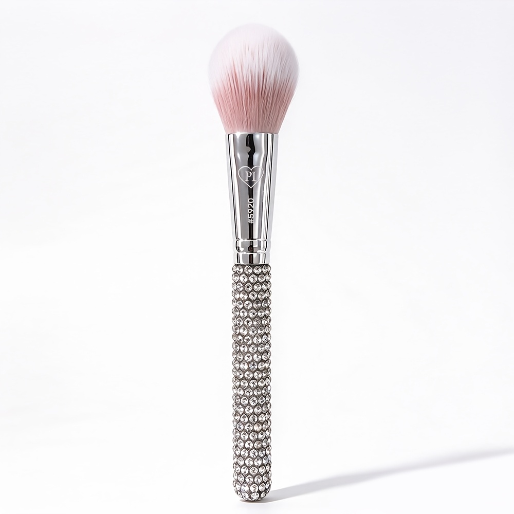 TEMU 1pc Heavy Luxury Handmade Rhinestone Blush Brush Contour Brush Powder Brush Makeup Brush, Blinding Sparkly With Rhinestones 1pc