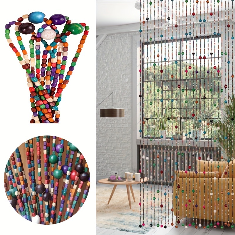 bohemian style bamboo beaded door curtain 35 4x74 inch Temu