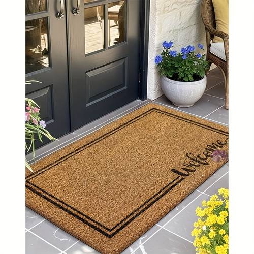 1pc non slip welcome doormat hello doormat premium all weather outdoor mat heavy duty high quality durable low pile design for deck porch front door use home porch decor