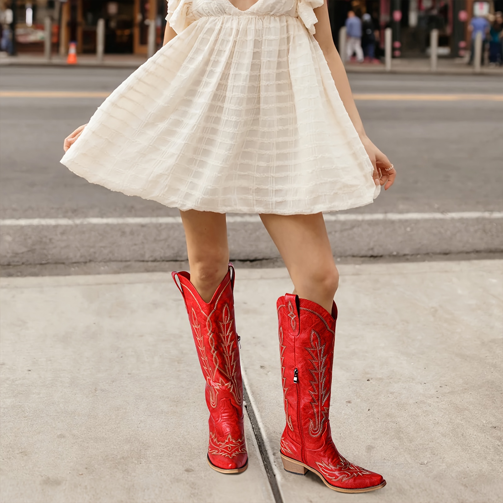 Cowboy Boots Womens Red Dress Boots Redhot Western Boots Snip Toe