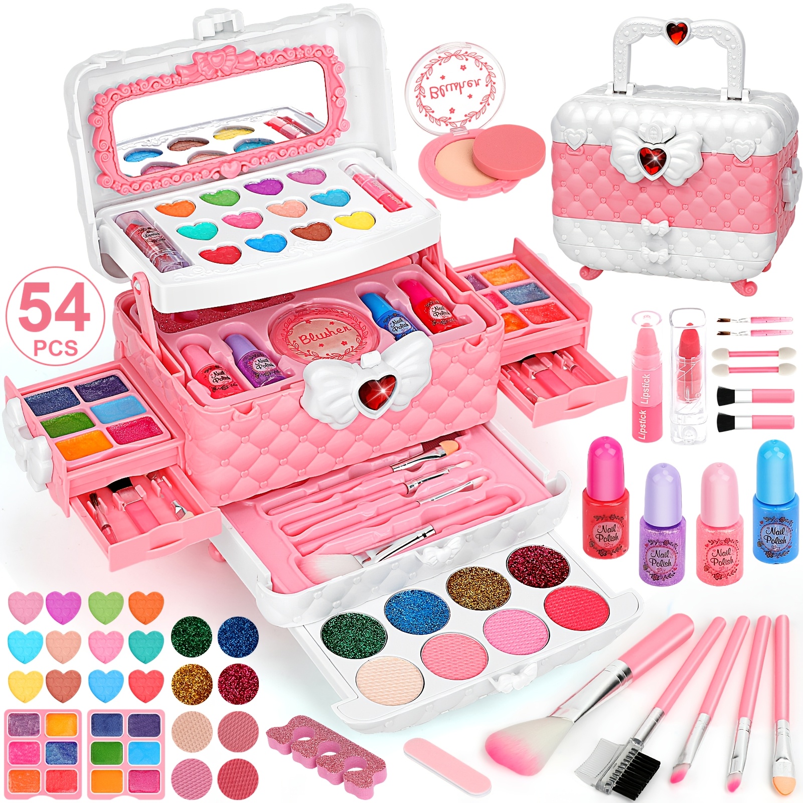 54pcs makeup set washable makeup set lipstick nail polish - Temu