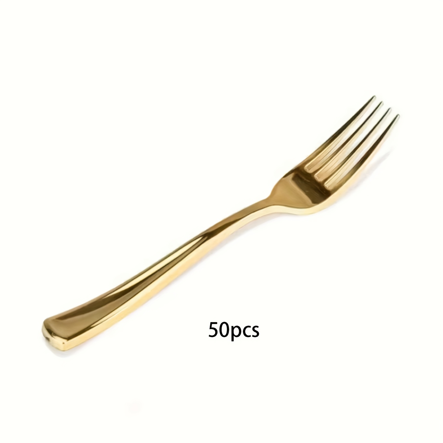 Image of 50pcs Golden Heavy-duty Dinner Forks, Washable And Reusable, Suitable For Birthday Parties, Family Gatherings, Parties, And Holidays