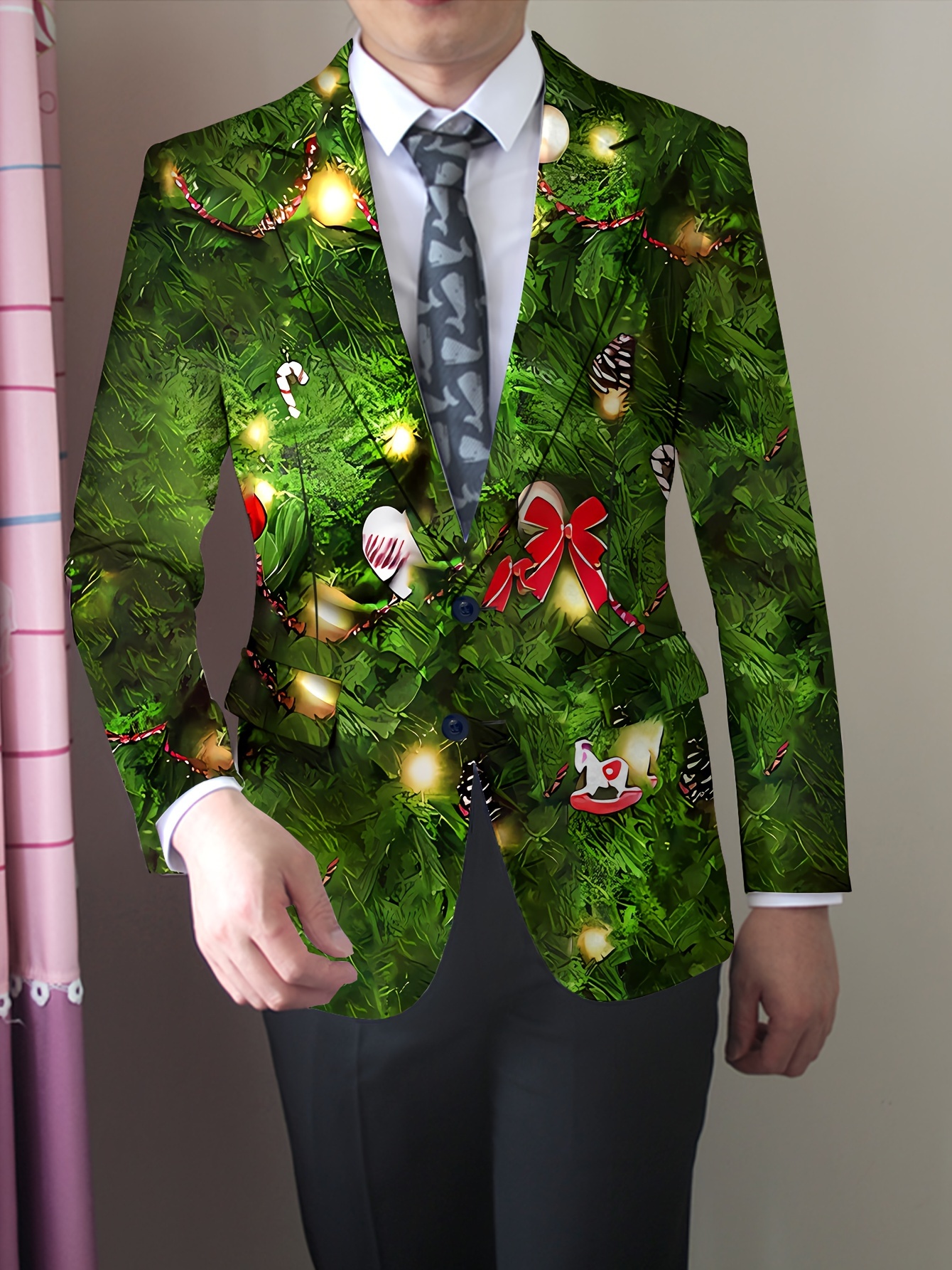 veste costume homme motif darbre noël polyester 95% Temu Luxembourg