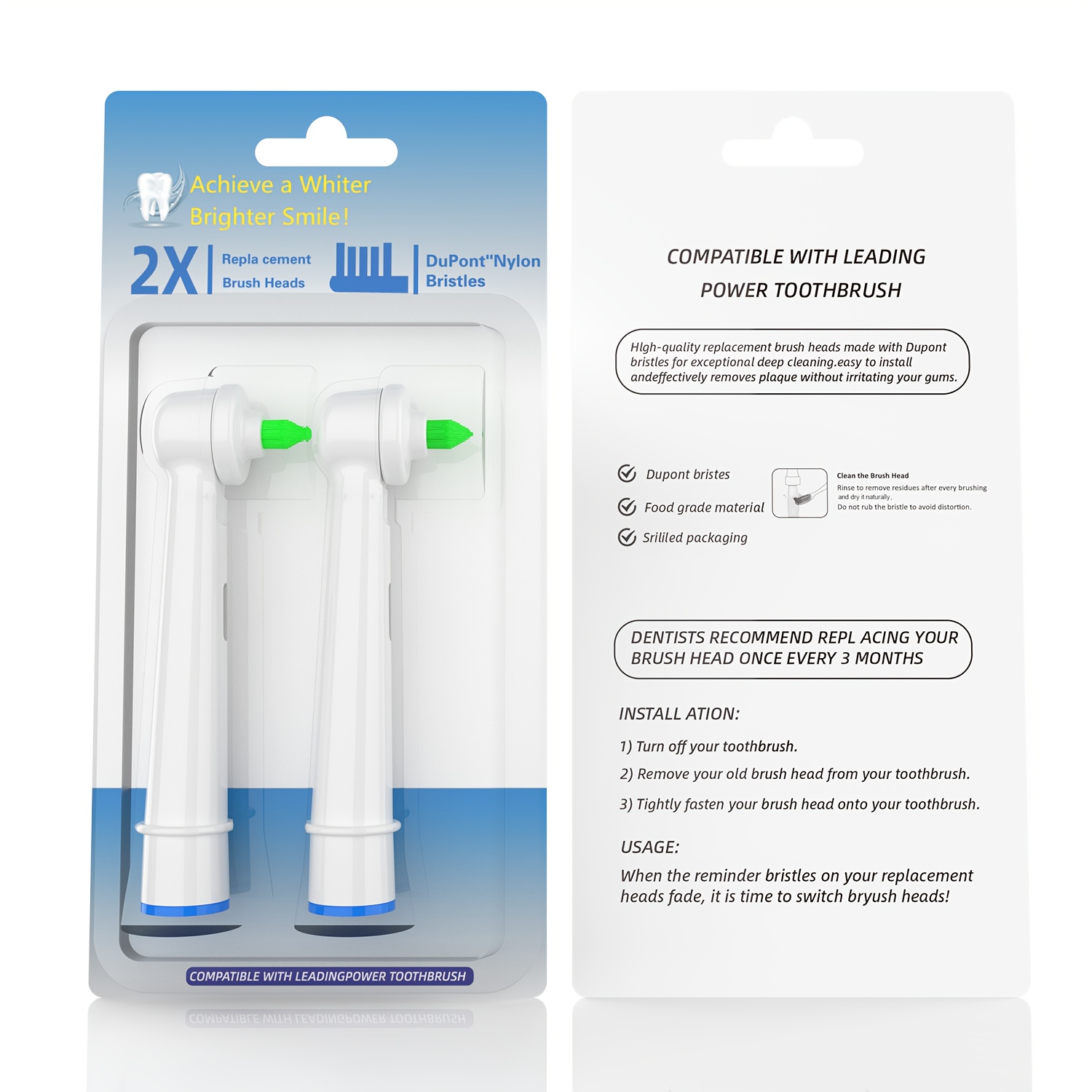 Image of Alyson 2 Replacement Brush Heads - Yf-17a Suitable For Oolb Rotating Electric Toothbrushes, Soft Bristle, Orthodontic Interdental Brush, Dental Brush
