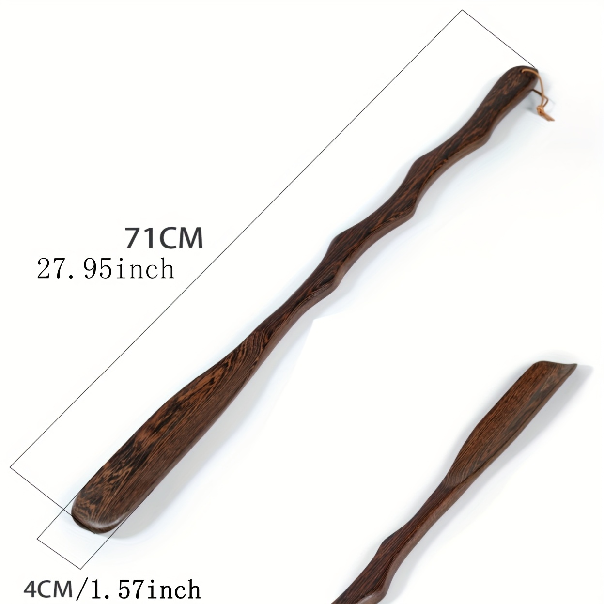 2-Pcs Wooden Shoe Horns Set: Extra Long 70.99cm Ergonomic Bent Design + Compact 15.01cm Straight - Comfortable & Durable Easy Use Shoehorn Helper