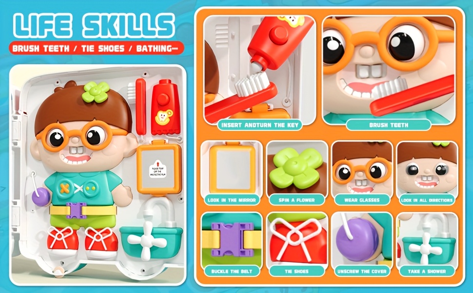 54 in 1 musical busy board toy with 54 interactive sensory toys in one bilingual 1 3 year old boys 1 year old learning gifts Product details 3