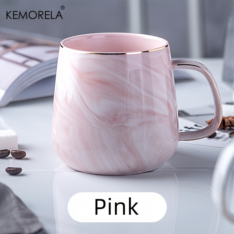 Image of 1pc Kemorela Large Ceramic Mug With & Marble Texture - Elegant Coffee Cup, Dishwasher, Personalizable Name/, Suitable For Milk, Holiday Gift (christmas, Easter, Thanksgiving) - Ceramic 13.5oz/400ml
