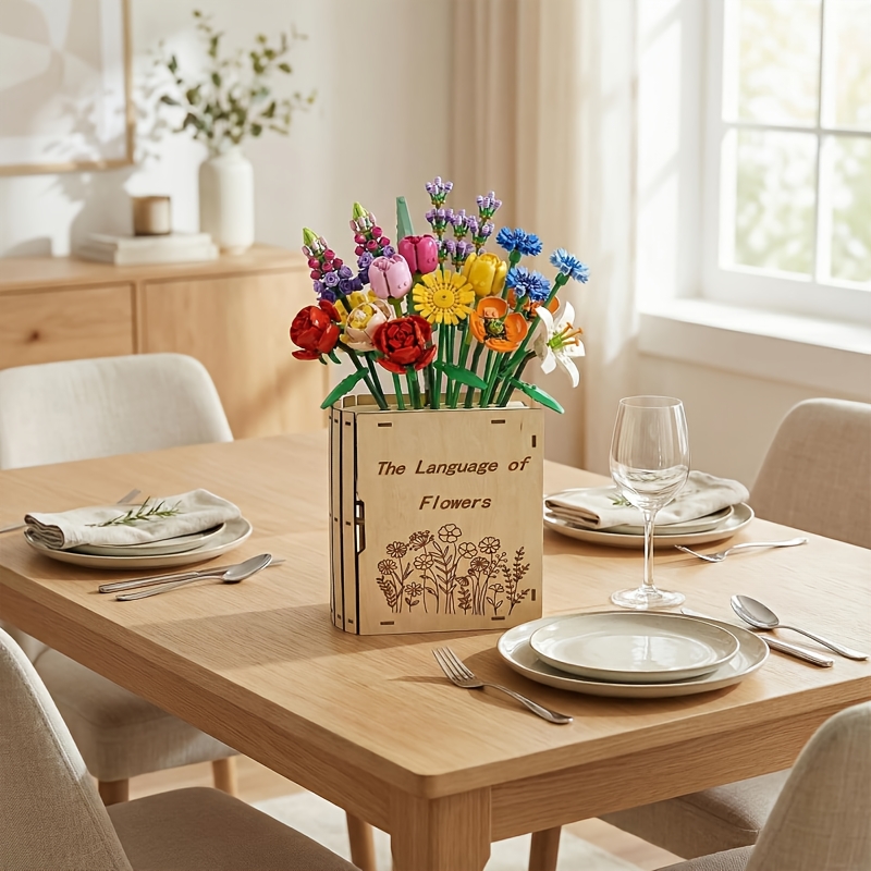 TEMU Vase en bois de livre, pour ensembles d'arrangements de bouquets, cadeaux de décoration florale, pour les rats de et les enseignants, décoration