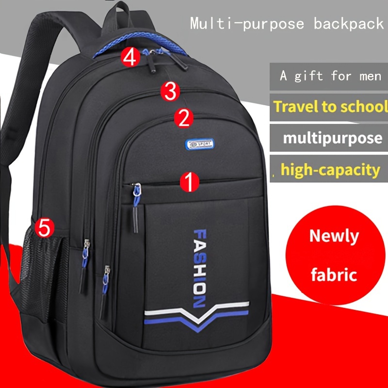 

Business Laptop Backpack, Casual And Practical, Nylon Material, Adjustable Shoulder Straps, For School, Going Out, Pull Head Direction Random