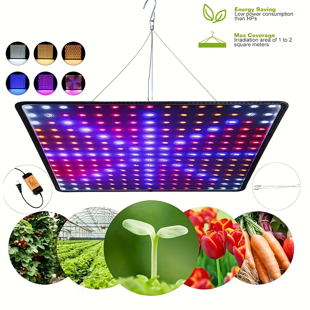 

1pc 225 Led Full Led Grow Light Panel, Aluminum Hanging Plant Growth Lamp For Seedlings, Succulents, Micro Greens, Vegetables & Flowerslights