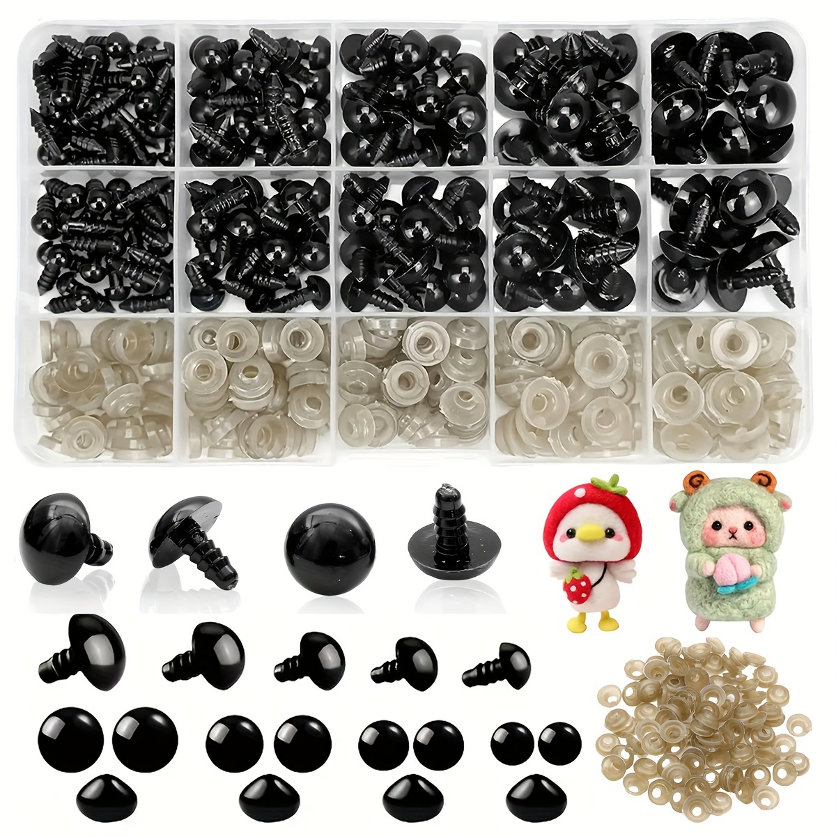 

460pcs Plastic Safety Eyes And Noses Kit For Diy Dolls And Plush Animals - Assorted Sizes, Animal Theme, , Crafting Accessories