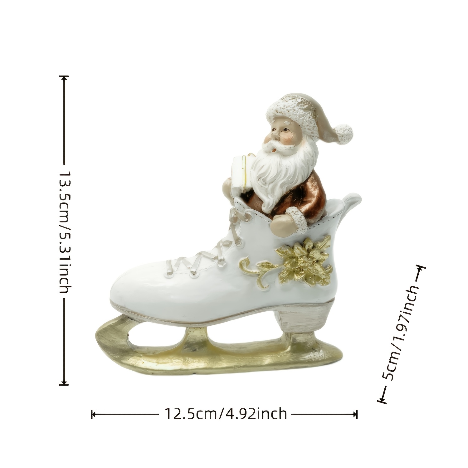 TEMU Santa Claus White Carved Ice Shoe Statue Holiday Ornament, Suitable For Living Room, Fireplace Table, Shelf, Entrance Table, Windowsill