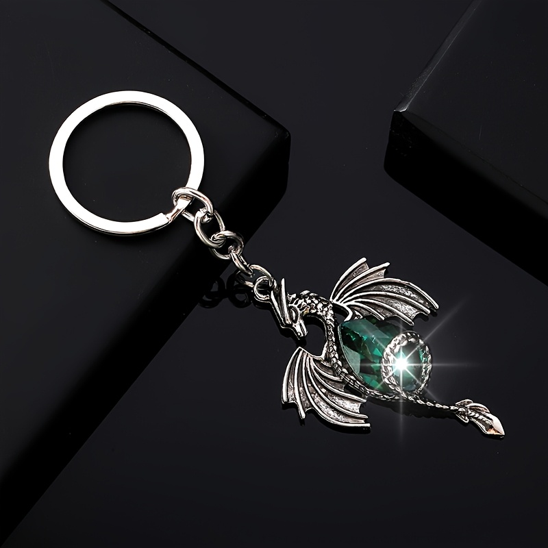 Stylish European And Cartoon Dragon-shaped Glass Keychain Backpack Charm For Men