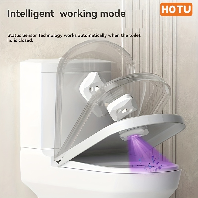 Dispozitiv automat de eliminare a mirosurilor pentru toaletă cu lampă cu senzor inteligent, purificator de aer portabil multifuncțional cu încărcare usb, led și uvc pentru baie acasă și călătorii de afaceri